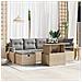Set Divano da Giardino 7 Pezzi con Cuscini Beige Rattan Polyrattan, Divano da Giardino 2 Posti con Cuscini Beige Rattan Polyrattan - Foto miniatura 2