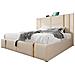 Letto Matrimoniale Elegante Con Ricarica Usb E Design In Lino Beige - Foto miniatura 1
