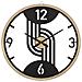 Orologio Da Parete Clips In Ferro Nero E Legno - Foto miniatura 1