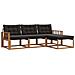 Set di divani da esterno con cuscino 4 pcs Naturale e Nero - Foto miniatura 1