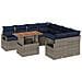 Set da Pranzo per Giardino con cuscino 9 pcs Grigio e Blu Navy - Foto miniatura 1