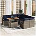 Set da Pranzo per Giardino con cuscino 9 pcs Grigio e Blu Navy - Foto miniatura 2