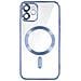 Cover Magsafe Per Iphone 11 Silicone Protezione Fotocamera Bordo Cromato Blu - Foto miniatura 1