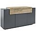 Credenza Aschly, Madia Da Cucina A 3 Ante, Buffet Da Soggiorno, 100% Made In Italy, Cm 160x46h85, Antracite E Acero - Foto miniatura 2