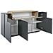 Credenza Aschly, Madia Da Cucina A 3 Ante, Buffet Da Soggiorno, 100% Made In Italy, Cm 160x46h85, Antracite E Acero - Foto miniatura 5