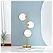 Lampada Da Tavolo Terra 3 Sfere Sfera In Vetro Bianco Stelo G9 Lume Bronzo D33 - Foto miniatura 1