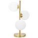 Lampada Da Tavolo Terra 3 Sfere Sfera In Vetro Bianco Stelo G9 Lume Bronzo D33 - Foto miniatura 3