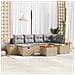 Set Divano da Giardino 7 Pezzi con Cuscini Beige Rattan Sintetico - Foto miniatura 2