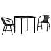 Set da pranzo da giardino 3 pezzi Rattan plastico nero - Foto miniatura 1