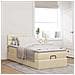 Struttura Letto Pouf con Materasso Crema 90x190 cm in Tessuto - Foto miniatura 4