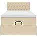 Struttura Letto Pouf con Materasso Crema 90x190 cm in Tessuto - Foto miniatura 8