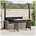Set da Pranzo da Giardino 2 pz con Cuscini in Polyrattan Grigio - Foto miniatura 2