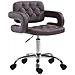 Sgabello Lavoro Dublin con Schienale in Similpelle Design Chesterfield - Sgabello Ufficio con Rotelle E Braccioli Regolabile in Altezza Marrone - Foto miniatura 1