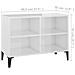 Mobile TV con Gambe in Metallo Bianco Lucido 69,5x30x50 cm - Foto miniatura 3