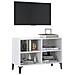 Mobile TV con Gambe in Metallo Bianco Lucido 69,5x30x50 cm - Foto miniatura 6