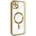 Cover Magsafe Per Iphone 14 Plus Silicone Protezione Fotocamera Bordo Oro - Foto miniatura 4