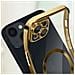 Cover Magsafe Per Iphone 14 Plus Silicone Protezione Fotocamera Bordo Oro - Foto miniatura 5