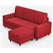 Divano Sakar 3 Posti (tre Sedute Da 60cm) + Pouf Misure Esterne L. 208 P. 155 Colore Rosso - Foto miniatura 1