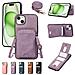 Custodia In Pelle Viola 3 In 1 Compatibile Con Iphone 17 Pro Max Con Porta Carte E Tracolla - Foto miniatura 2