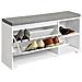 Scarpiera Con Cuscino Panca Con 2 Vani Portaoggetti Scarpiera Salvaspazio Slim, Portascarpe Salvaspazio Regolabili 90x24x46 Cm Fsr119-w - Foto miniatura 1