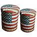 Pouf Contenitori Da Interno Con Seduta In Pvc Imbottito E Decorazione Bandiera Usa - Red - Foto miniatura 1