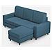 Divano Sakar 3 Posti (tre Sedute Da 60cm) + Pouf Misure Esterne L. 208 P. 155 Colore Avio - Foto miniatura 1