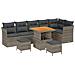Set di Divani da Giardino 9 Pezzi con Cuscini Grigio in Rattan Polietilene Acacia,  Set da Pranzo da Giardino 3 Pezzi con Cuscini Grigio in Rattan Polietilene Acacia - Foto miniatura 1