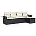 Set Divani da Giardino 5 pz con Cuscini in Polyrattan Nero - Foto miniatura 1
