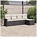 Set Divani da Giardino 5 pz con Cuscini in Polyrattan Nero - Foto miniatura 2