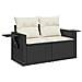 Set Divani da Giardino 5 pz con Cuscini in Polyrattan Nero - Foto miniatura 4