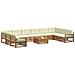 Set divani 11 pcs Naturale e Crema Legno di Acacia Massello - Foto miniatura 3