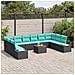 Set Divano da Giardino 11 pz Nero e turchese - Foto miniatura 2