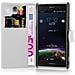 Custodia Compatibile Con Sony Xperia Z1 In Bianco Fumo - Coperchio Protettiva Con Chiusura Magnetica, Funzione Stand E Tasca Per Le Carte - Foto miniatura 5