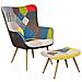 Sedia Wingback Con Poggiapiedi Patchwork Multicolore Vejle - Foto miniatura 9