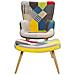 Sedia Wingback Con Poggiapiedi Patchwork Multicolore Vejle - Foto miniatura 4