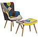 Sedia Wingback Con Poggiapiedi Patchwork Multicolore Vejle - Foto miniatura 1