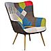 Sedia Wingback Con Poggiapiedi Patchwork Multicolore Vejle - Foto miniatura 11