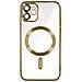 Cover Magsafe Per Iphone 11 Silicone Protezione Fotocamera Bordo Cromato Oro - Foto miniatura 1