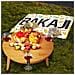Tavolino Vassoio Aperitivo In Bambù Da Esterno Gambe Pieghevoli 4 Portabicchieri - Foto miniatura 2