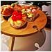 Tavolino Vassoio Aperitivo In Bambù Da Esterno Gambe Pieghevoli 4 Portabicchieri - Foto miniatura 7