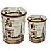 Pouf Contenitori Da Interno In Pvc Con Decoro Parigi Tour Eiffel Set 2 Pezzi - Beige - Foto miniatura 1