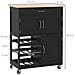 Convenience Concepts Ellaine – Carrello Da Cucina A 4 Ripiani Con Cassetto, Portabottiglie E Piano In Legno