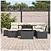 Set da Pranzo da Giardino 7 Pezzi con Cuscini Nero Polyrattan Acacia - Foto miniatura 3