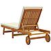 Lettino prendisole con ruote e cuscino bianco in legno massello - Foto miniatura 4