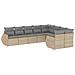 Set Divano da Giardino 9 pz con Cuscini Beige in Polyrattan - Foto miniatura 1