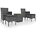 Set Bistrot Giardino 5 pz Polyrattan e Massello Acacia Grigio - Foto miniatura 1