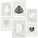 Set Di 6 Stampe Dipinto Decorativo Astratto Nero E Beige Con Cornice E Illustrazioni Di Design Per Le Pareti A3 & A4 Cornice Bianca - Foto miniatura 1