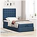 Struttura Letto Pouf con Materasso Blu 80x200 cm in Tessuto - Foto miniatura 3