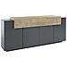 Credenza Loris, Madia Da Cucina A 4 Ante, Buffet Da Soggiorno, 100% Made In Italy, Cm 220x45h86, Antracite E Acero - Foto miniatura 2