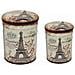 Pouf Contenitori Da Interno In Pvc Con Decoro Parigi Tour Eiffel Set 2 Pezzi - Antiquewhite - Foto miniatura 1
